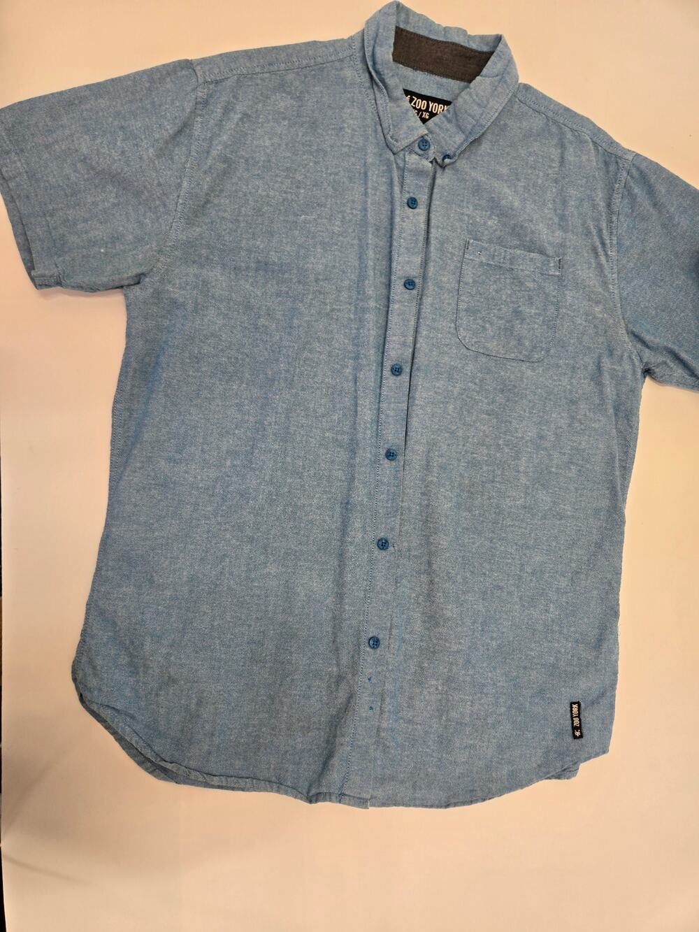 Zoo York Mens XL Chambray Button Down Shirt Blue Long Sleeve Skate Streetwear